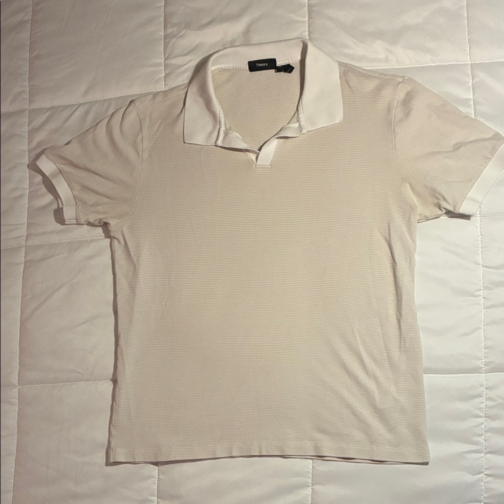 Theory Men's Short Sleeve Polo in Cream White